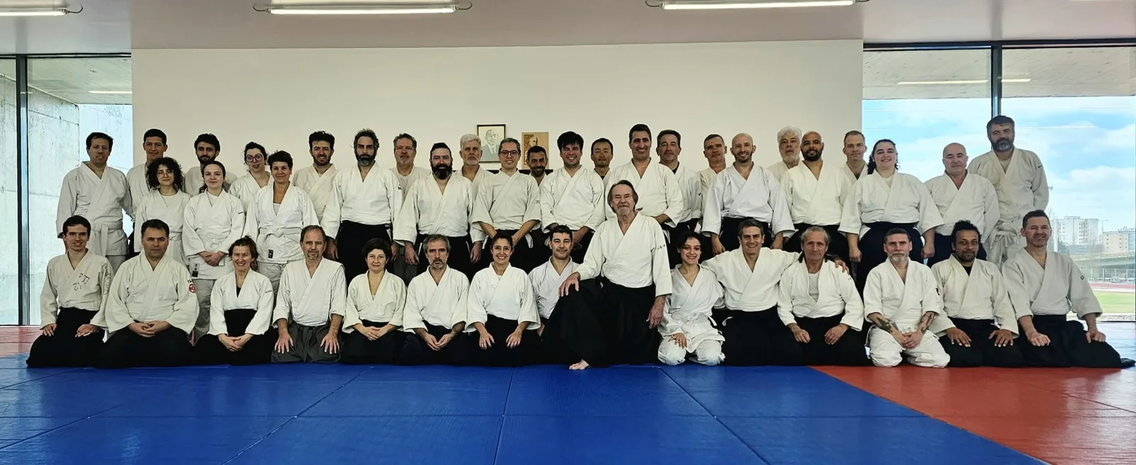 Partner practice during an Aikido class